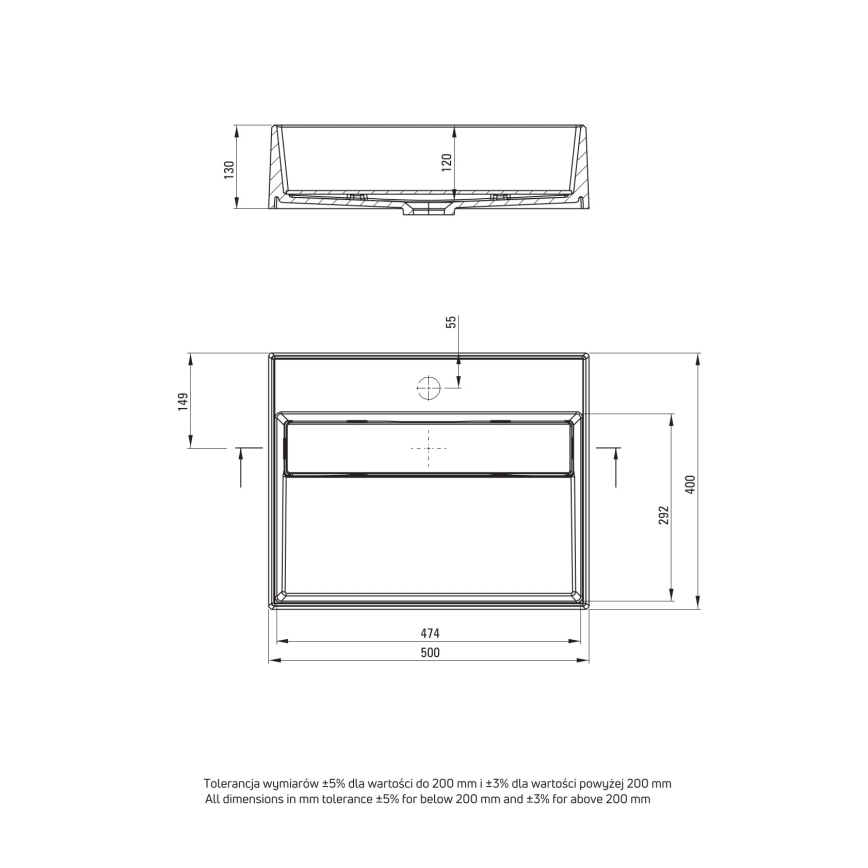 Deante CQR_NU5M - Раковина для установки на столешницу CORREO 40x50 см гранит/черный
