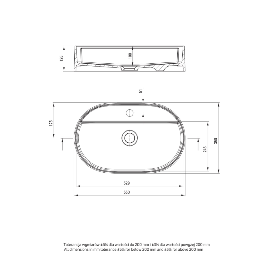 Deante CQS_5U6B - Раковина на столешницу с отверстием под смеситель SILIA 35x55 см гранит/бежевый