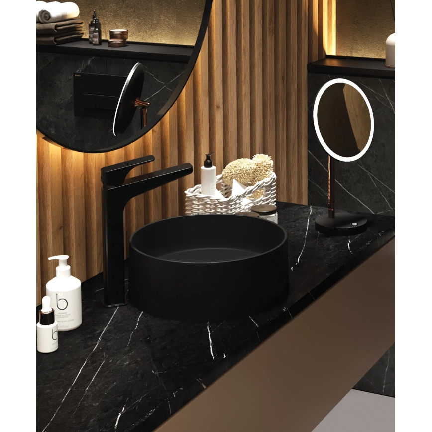 Deante CQS_NU4S - Накладная раковина SILIA, диаметр 36 см, гранит/чёрный