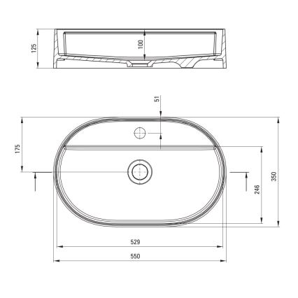 Deante CQS_NU6B - Накладна раковина для стільниці з отвором під змішувач SILIA 35x55 cm граніт/чорний