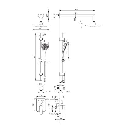Deante NAC_09GA - Душовий комплект ALPINIA з вбудованим змішувачем, глянцевий хром