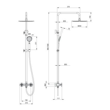 Deante NAC_N4QT - Душовий комплект зі змішувачем TEMISTO, чорний