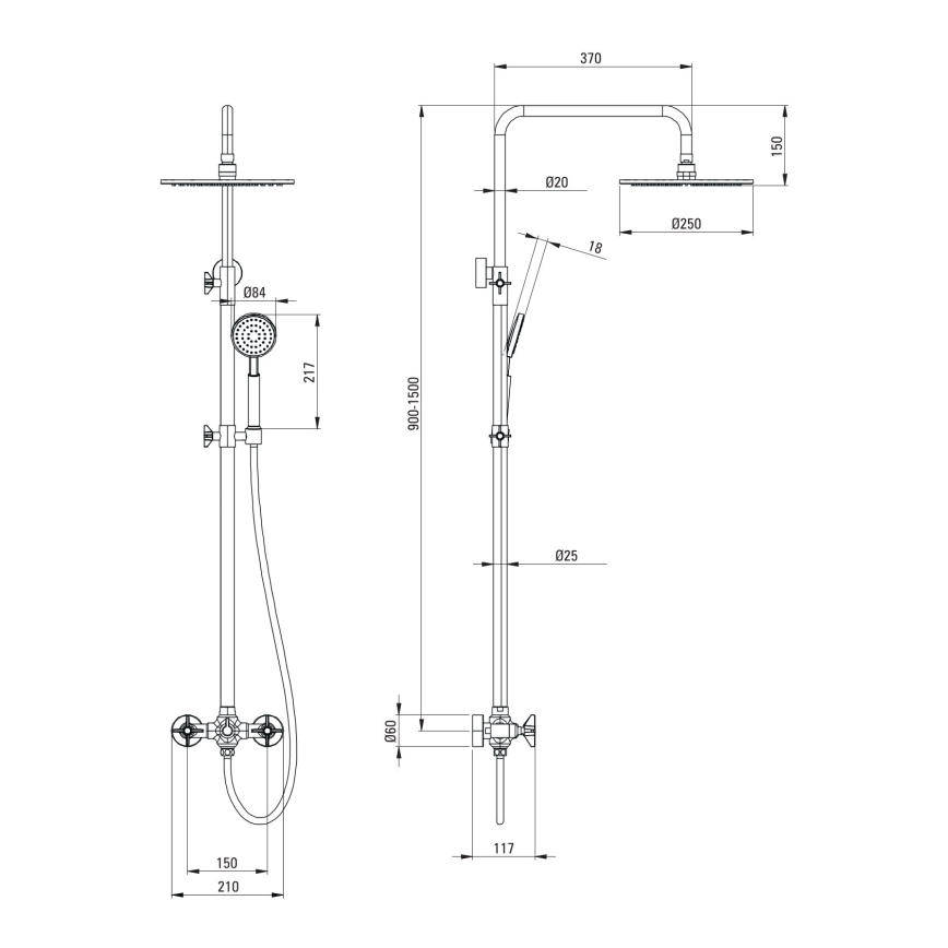 Deante NAC_N4QT - Душовий комплект зі змішувачем TEMISTO, чорний