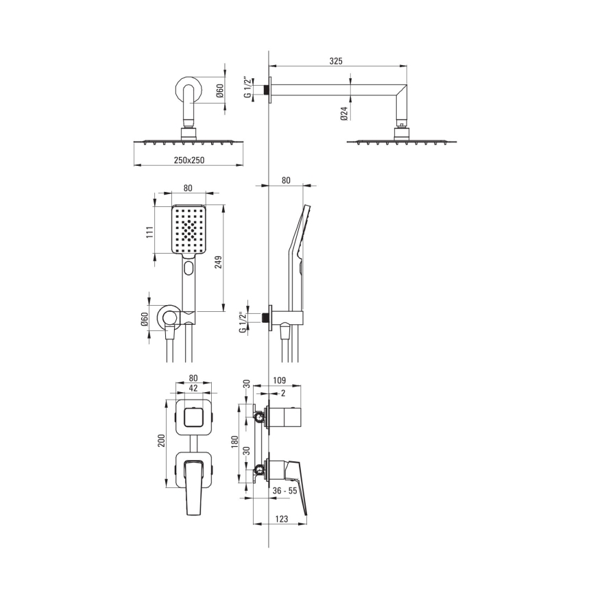 Deante NQL_N9YK - Душовий набір з вбудованим змішувачем BLUR чорний