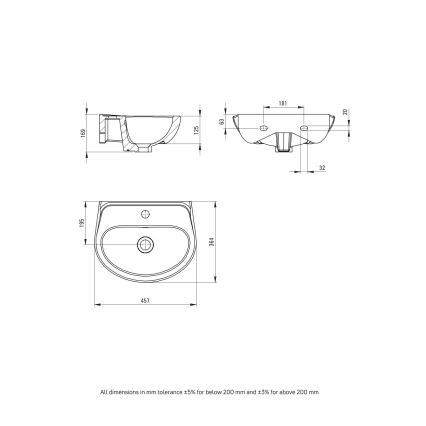 Deante - Підвісний умивальник JASMIN 45,7x36,4 + змішувач для умивальника LEMON