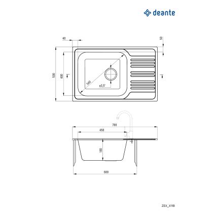 Deante ZEX_011B - Кухонна мийка XYLO 50x78 см сатин
