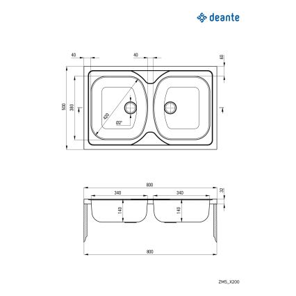Deante ZM5_0200 - Кухонная мойка TANGO 50x80 см сатин