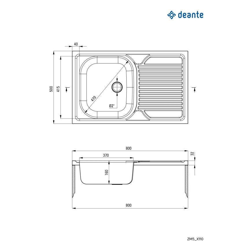 Deante ZM5_3110 - Кухонна мийка TANGO 50x80 см декор