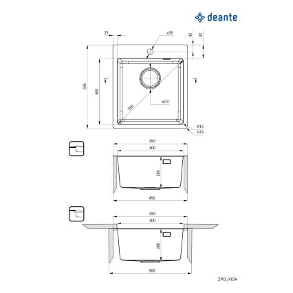Deante ZPO_010A - Кухонна мийка OLFATO 50,5x45 см полірована сталь