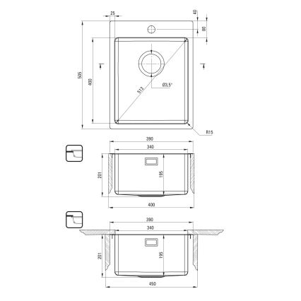 Deante ZPO_010E - Кухонная раковина OLFATO 50,5x39 см матовая сталь
