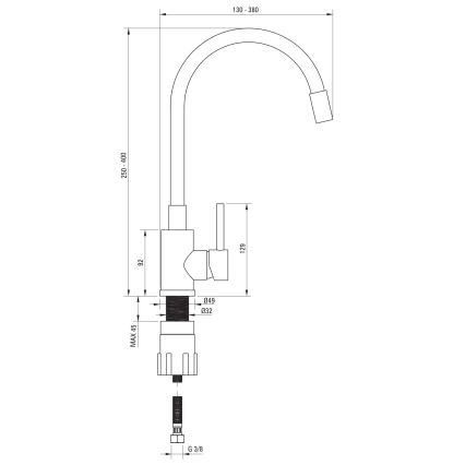 Deante ZQJNN103 - Кухонная раковина EVORA 50x50 см + смеситель для мойки с гибким изливом гранит/черный