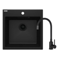 Deante ZQJNN103 - Кухонная раковина EVORA 50x50 см + смеситель для мойки с гибким изливом гранит/черный