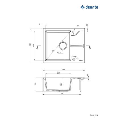 Deante ZQN_G11A - Кухонная раковина ANDANTE 49x59 см гранит/металлический графит