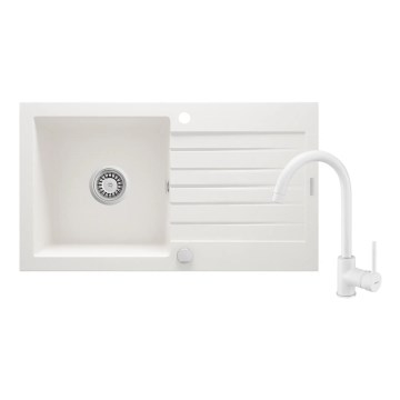 Deante ZQZVA113 - Кухонная мойка ZORBA 76x44 см + смеситель для мойки гранит/алебастр