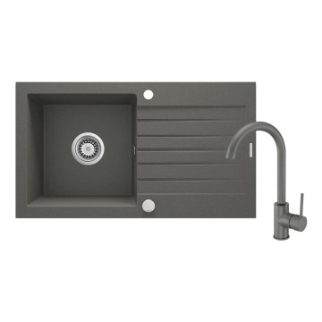 Deante ZQZVT113 - Кухонная раковина ZORBA 76x44 см + смеситель для мойки гранит/металлический антрацит