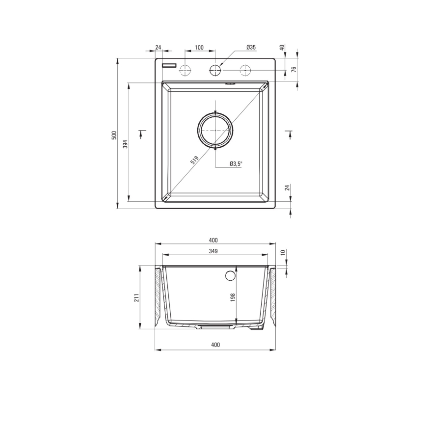 Deante ZRC_2103 - Кухонная раковина CORIO 50x40 см гранит/графит