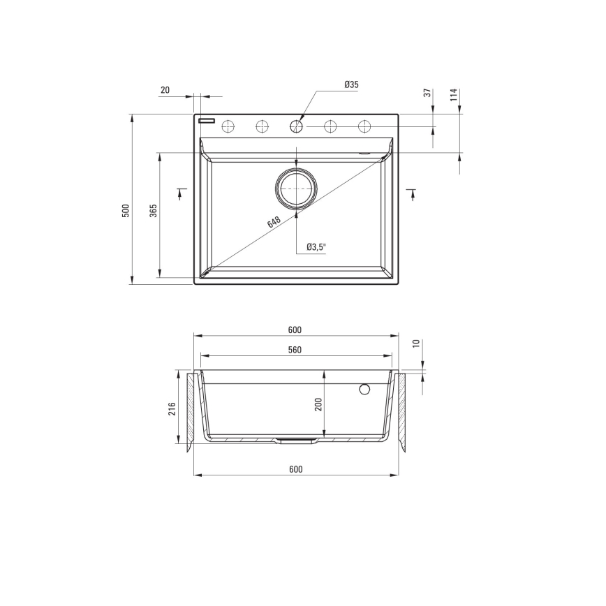 Deante ZRC_S10A - кухонная мойка CORIO 50×60 см, гранит/металлический серый