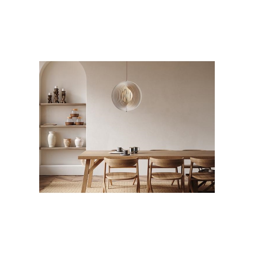 Дерев'яна люстра на шнурі 1xE27/60W/230V діам. 50 см масив/шпон/каучукове дерево