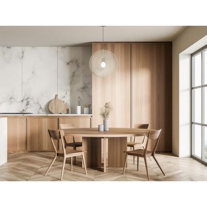 Дерев'яна люстра на тросі 1xE27/60W/230V діам. 43,5 см масив/шпон/бук/каучукове дерево