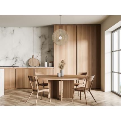 Дерев'яна люстра на тросі 1xE27/60W/230V діам. 43,5 см масив/шпон/бук/каучукове дерево