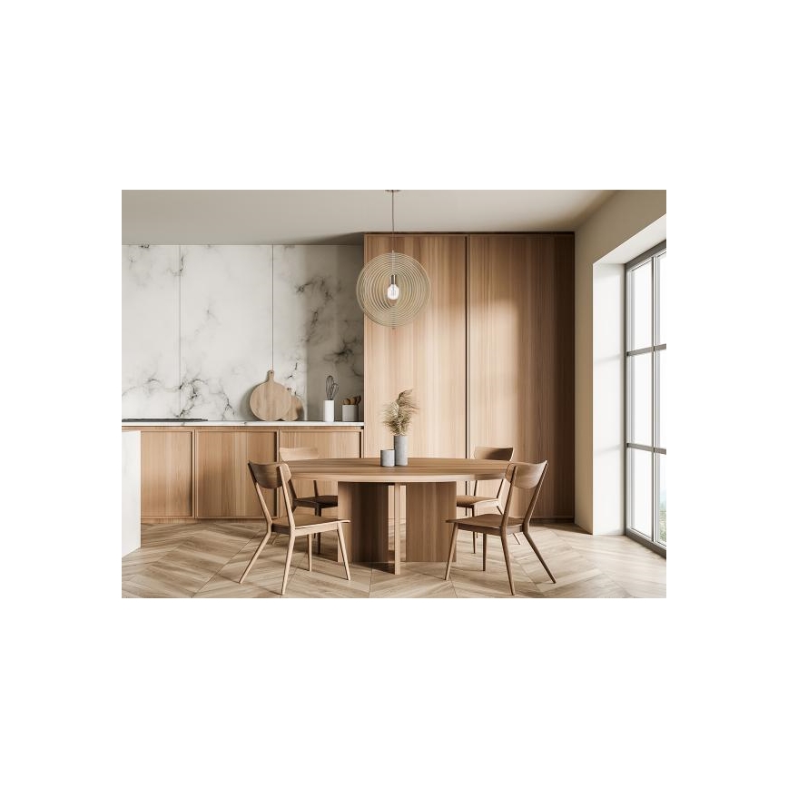 Дерев'яна люстра на тросі 1xE27/60W/230V діам. 43,5 см масив/шпон/бук/каучукове дерево