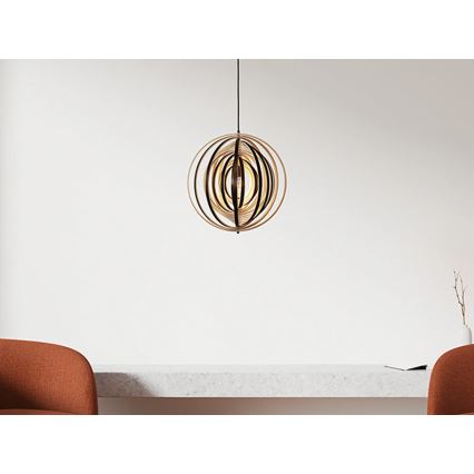 Деревянная люстра на шнуре 1xE27/60W/230V диам. 43,5 см массив/шпон/гевея