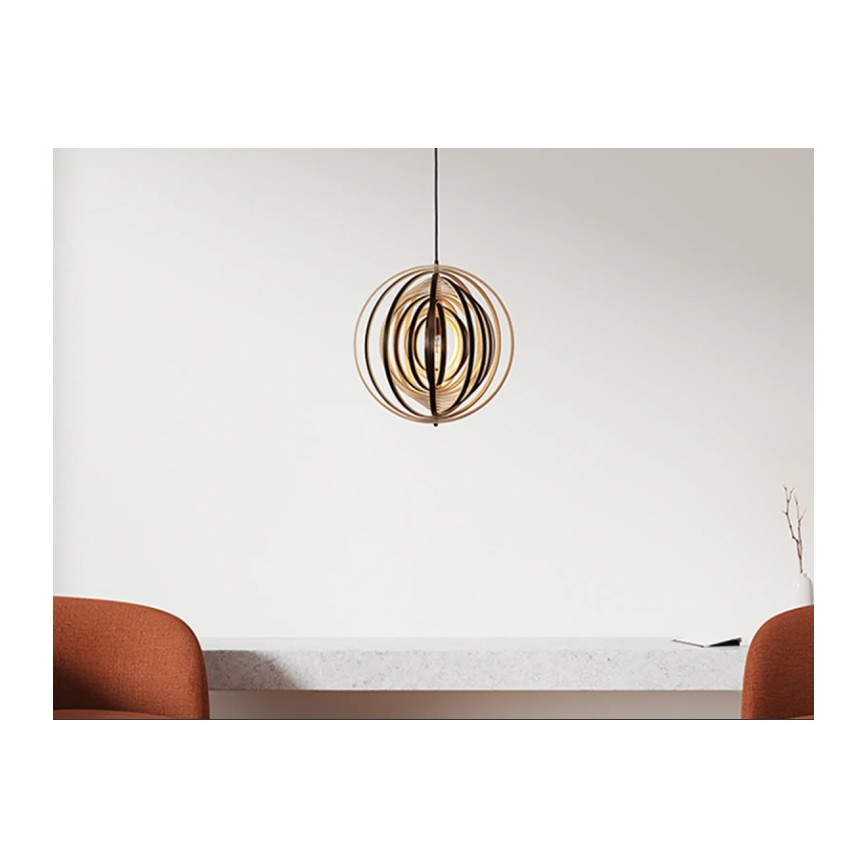 Деревянная люстра на шнуре 1xE27/60W/230V диам. 43,5 см массив/шпон/гевея