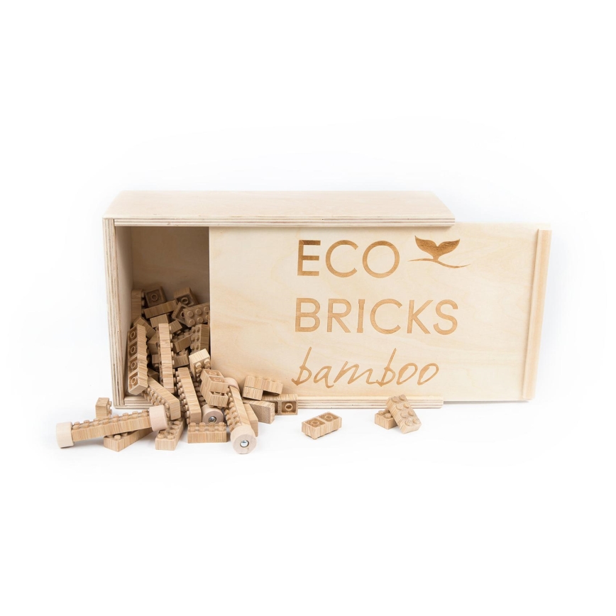 Деревянный конструктор ECO BRICKS, 145 деталей