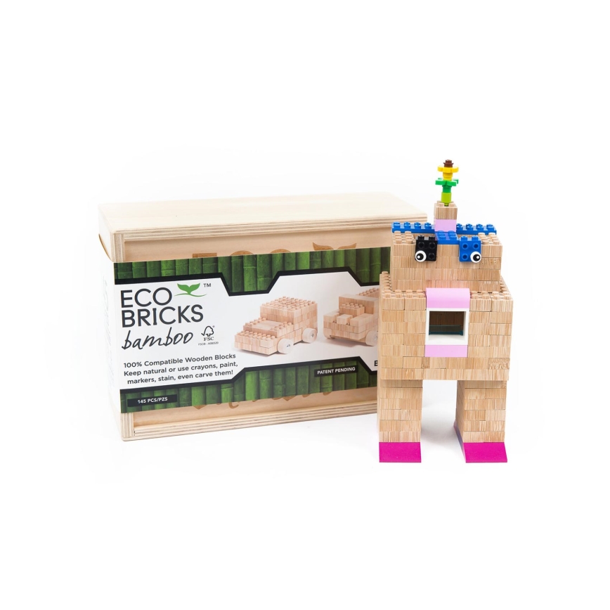 Деревянный конструктор ECO BRICKS, 145 деталей