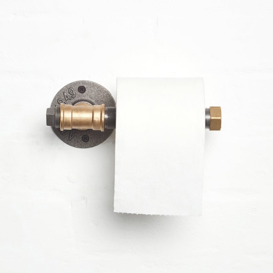 Держатель туалетной бумаги BORURAF 8x22 см черный/золотой