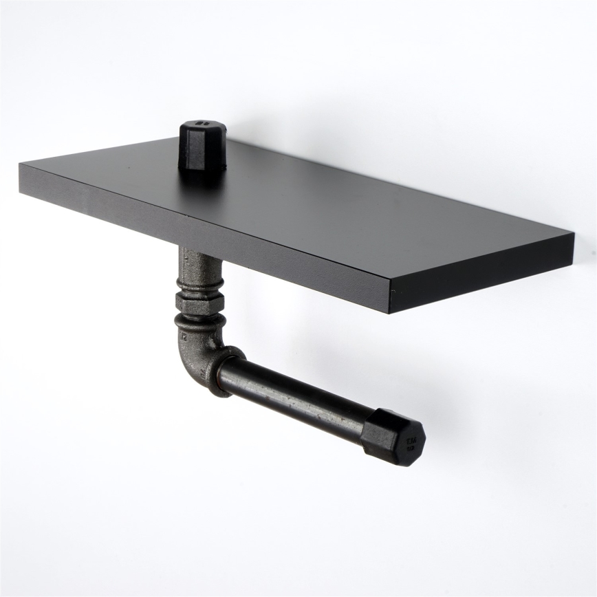 Держатель туалетной бумаги с полкой BORU 12x30 см черный