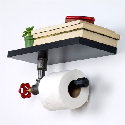 Держатель туалетной бумаги с полкой BORU черный