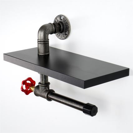 Держатель туалетной бумаги с полкой BORU черный