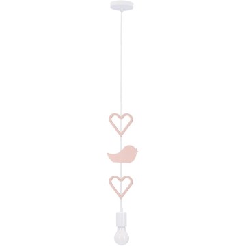 Dětský lustr na lanku HEART 1xE27/20W/230V růžová/bílá