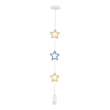 Dětský lustr na lanku STARS 1xE27/20W/230V žlutá/modrá/bílá