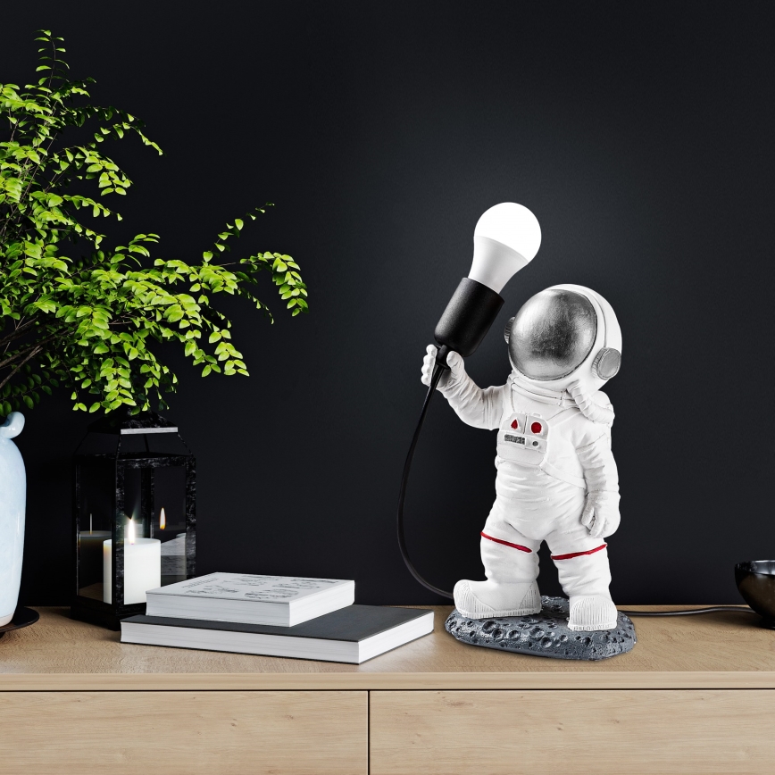 Детская лампа ASTRONAUT 1xE27/40W/230V серебристая/белая