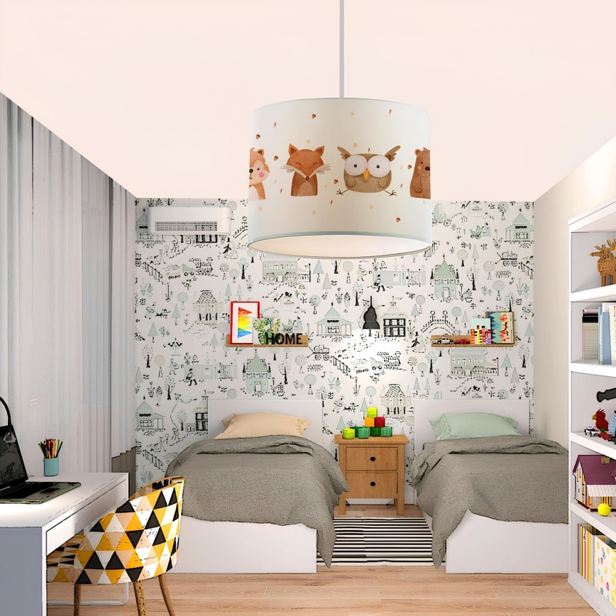 Детская люстра CANDY 1xE27/40W/230V белая/коричневая