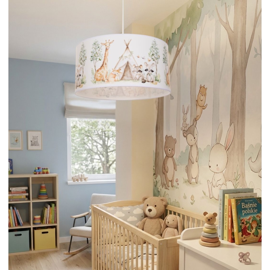 Детская люстра KIDS ROOM 1xE27/60W/230V, диаметр 40 см, с изображениями животных