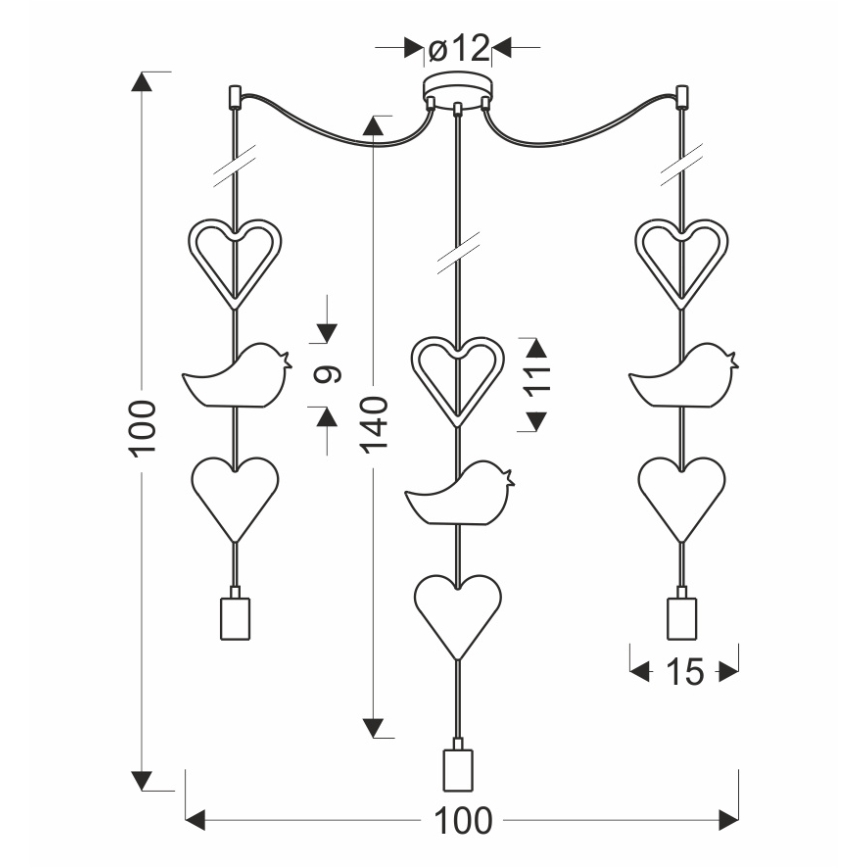 Детская люстра на шнуре TRIO 3xE27/20W/230V розовая/белая