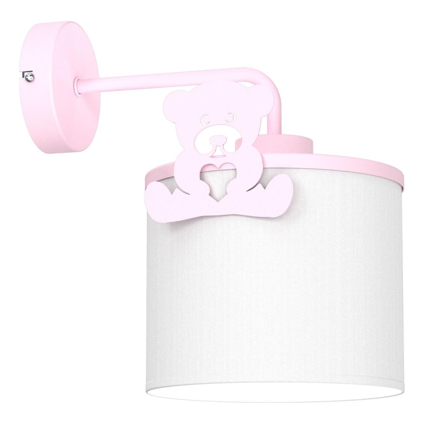 Детская настенная лампа SWEET 1xE27/15W/230V белый/розовый/медвежонок