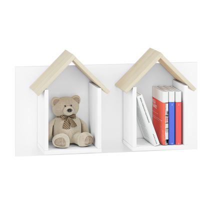 Детская настенная полка BUBO 45x80 см белая/светлый бук