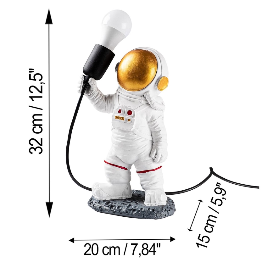 Детская настольная лампа ASTRONAUT 1xE27/40W/230V медная/белая