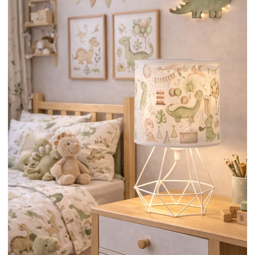 Детская настольная лампа KIDS ROOM 1xE27/60W/230V, диаметр 18 см, динозавр