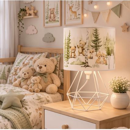 Детская настольная лампа KIDS ROOM 1xE27/60W/230V, диаметр 18 см, с изображением милых животных