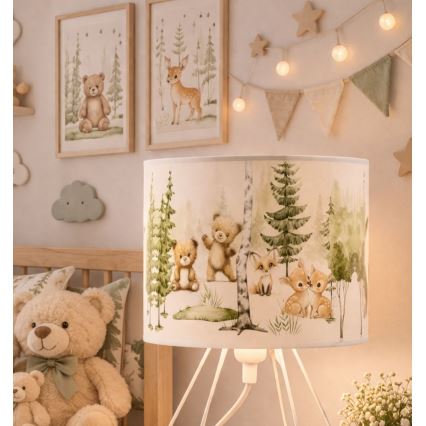 Детская настольная лампа KIDS ROOM 1xE27/60W/230V, диаметр 18 см, с изображением милых животных