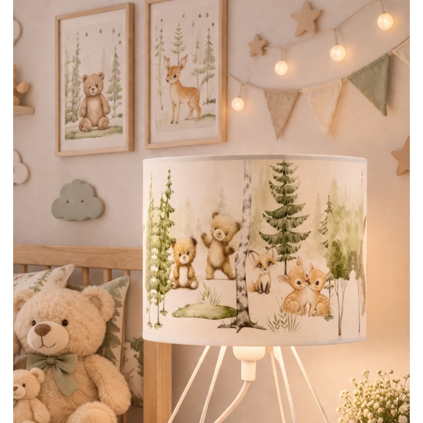 Детская настольная лампа KIDS ROOM 1xE27/60W/230V, диаметр 18 см, с изображением милых животных