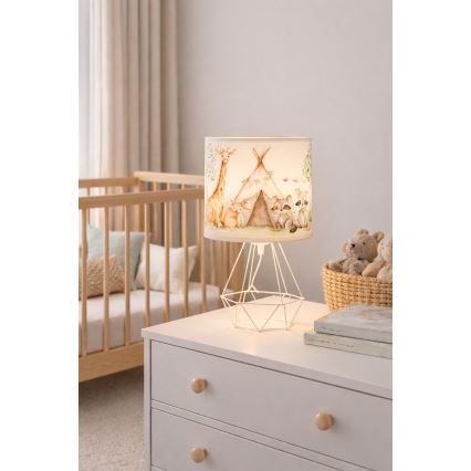 Детская настольная лампа KIDS ROOM 1xE27/60W/230V, диаметр 18 см, с изображением животных