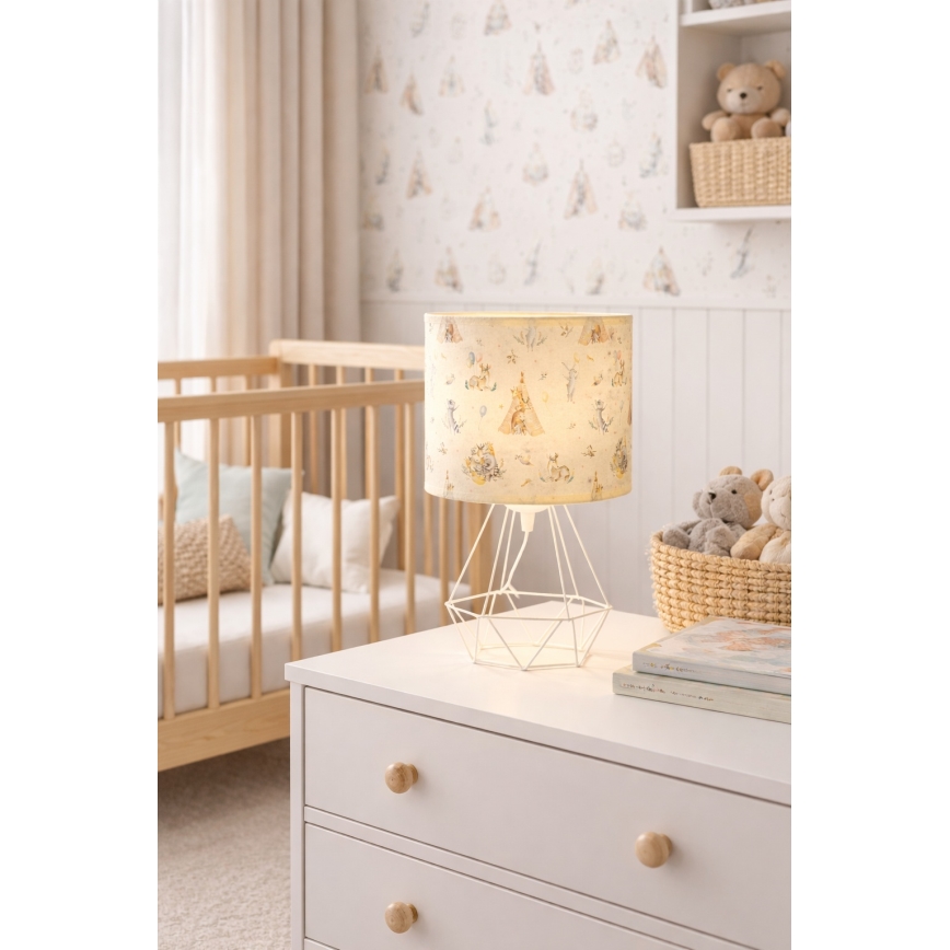 Детская настольная лампа KIDS ROOM 1xE27/60W/230V, диаметр 18 см, с изображениями животных