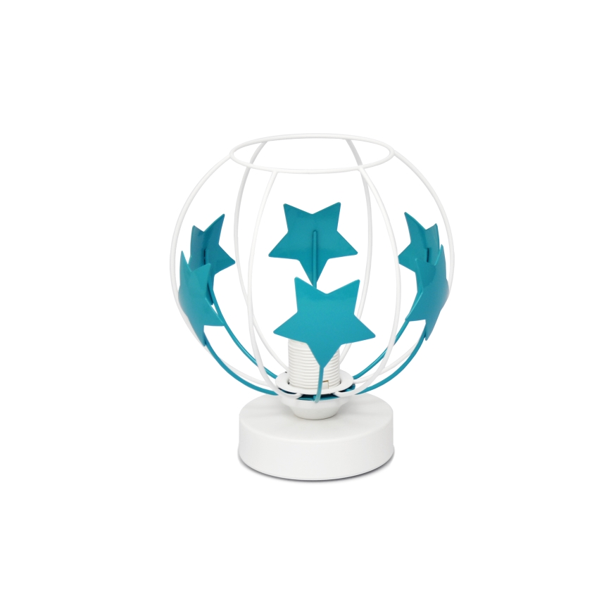 Детская настольная лампа STARS 1xE27/15W/230V бирюзовый/белый