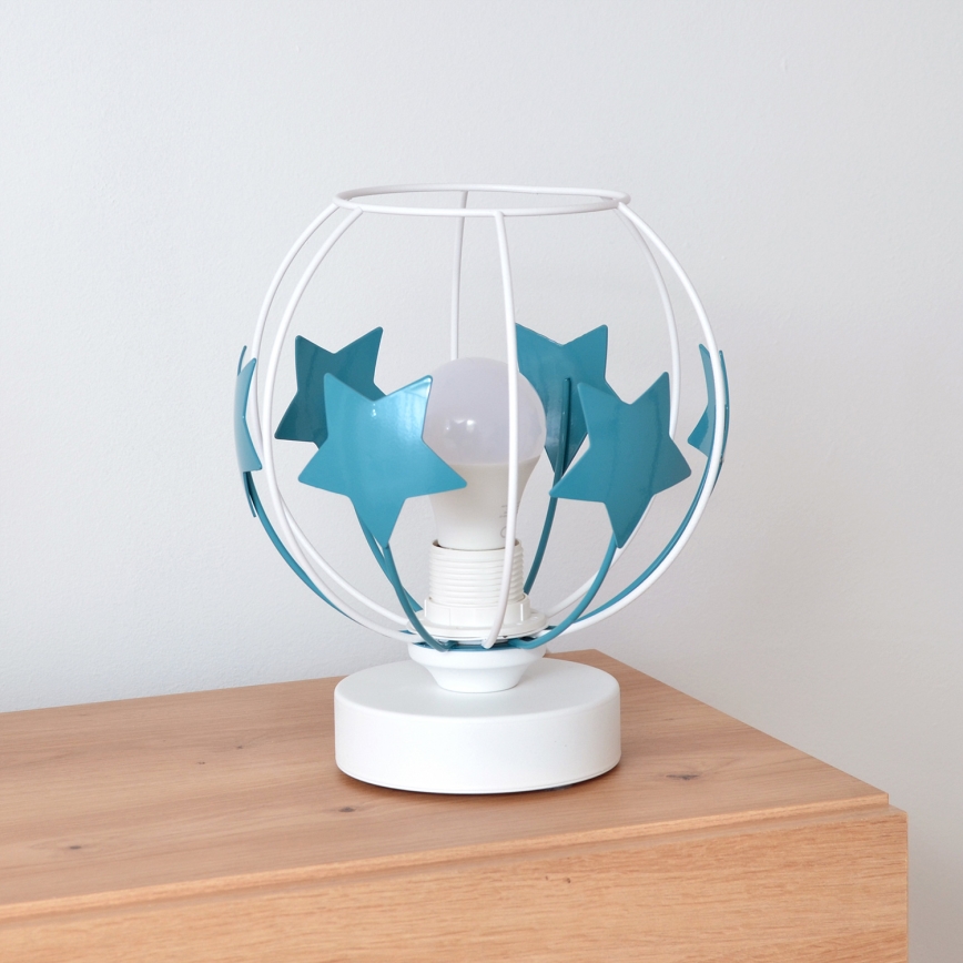 Детская настольная лампа STARS 1xE27/15W/230V бирюзовый/белый